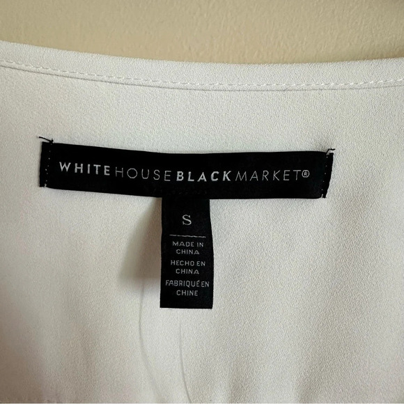 NWT White House Black Market Small Cream Lace Inset Blouse Top Long Sleeve New - Picture 3 of 6